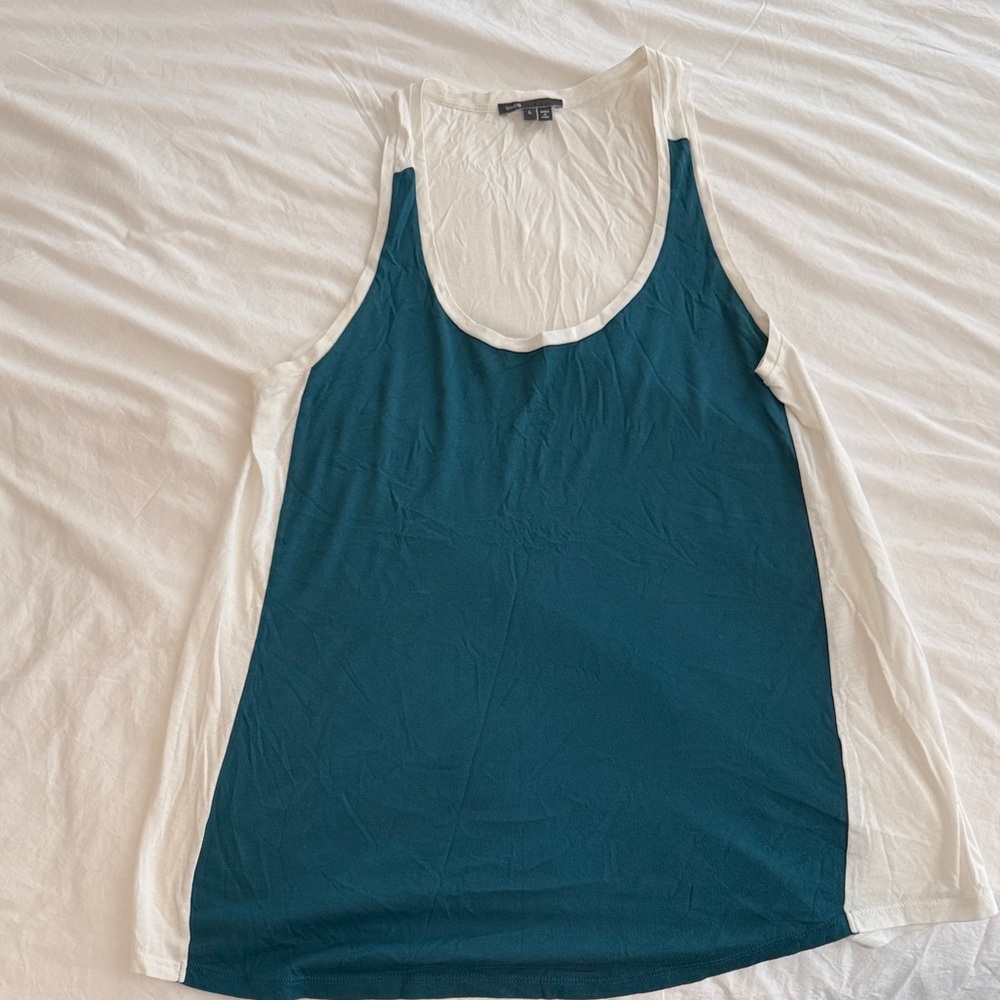 Vince Teal and White Tank Top
